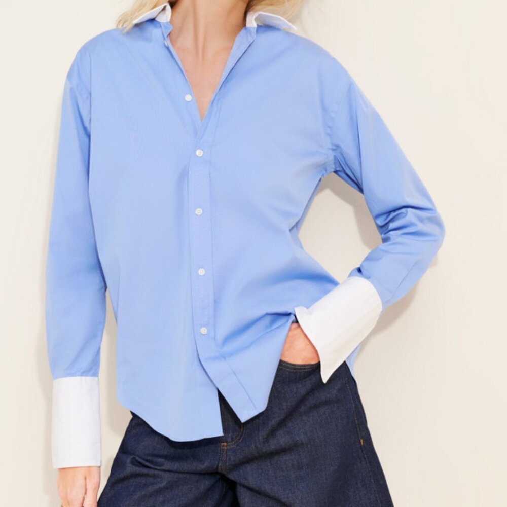 Polo Ralph Lauren Blue and White Contrast Buttondown Shirt - Sz 4